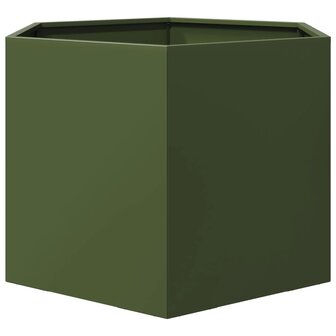 Plantenbak zeshoek 69x60x45 cm staal olijfgroen 5