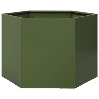 Plantenbak zeshoek 69x60x45 cm staal olijfgroen 6