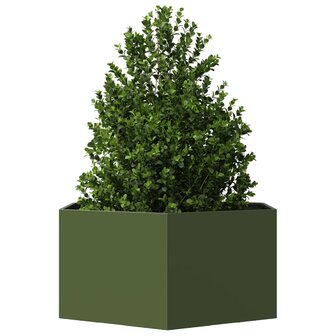 Plantenbak zeshoek 104x90x45 cm staal olijfgroen 3