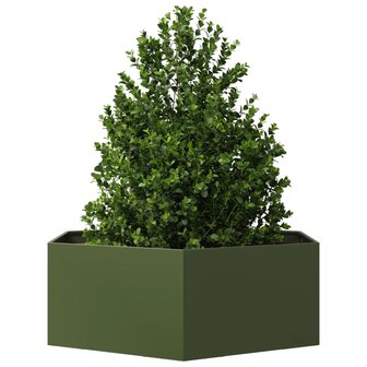 Plantenbak zeshoek 138x120x45 cm staal olijfgroen 3