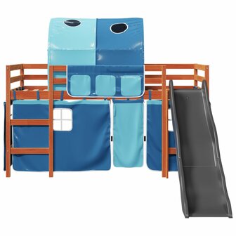 Kinderhoogslaper met tunnel 90x190 cm massief grenenhout blauw 6