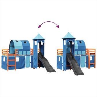 Kinderhoogslaper met toren 90x190 cm massief grenenhout blauw 11