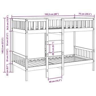 Stapelbed massief grenenhout 75x190 cm 10