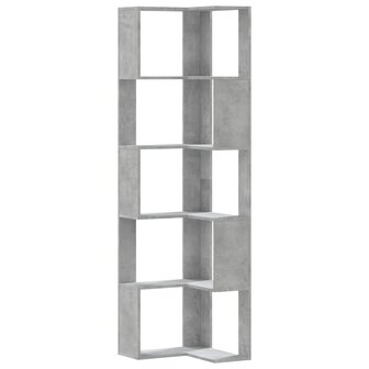 Boekenkast 5-laags hoek 50x50x179 cm bewerkt hout betongrijs 2