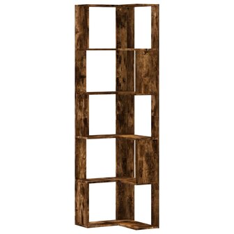 Boekenkast 5-laags hoek 50x50x179 cm bewerkt hout gerookt eiken 2