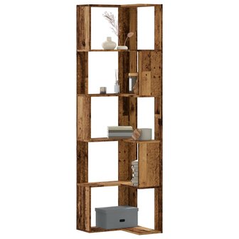 Boekenkast 5-laags hoek 50x50x179 cm bewerkt hout oud houtkleur 1