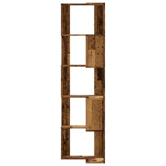 Boekenkast 5-laags hoek 50x50x179 cm bewerkt hout oud houtkleur 4