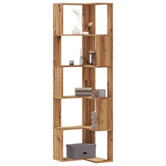 Boekenkast 5-laags hoek 50x50x179 cm hout artisanaal eikenkleur 1