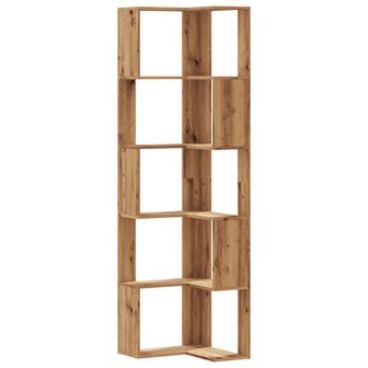 Boekenkast 5-laags hoek 50x50x179 cm hout artisanaal eikenkleur 2