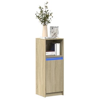 Dressoir met LED 38x34x100 cm bewerkt hout sonoma eikenkleurig 1