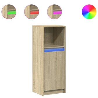 Dressoir met LED 38x34x100 cm bewerkt hout sonoma eikenkleurig 2