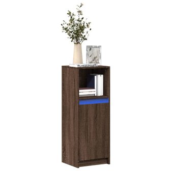 Dressoir met LED 38x34x100 cm bewerkt hout bruin eikenkleur 1