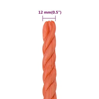 Werktouw 12 mm 25 m polypropeen oranje 6