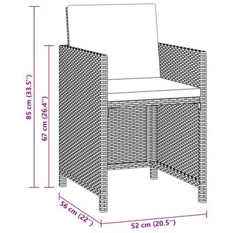 3-delige Tuinset met kussens poly rattan grijs 7