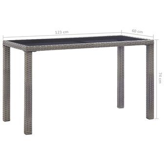 Tuintafel 123x60x74 cm poly rattan antraciet 5