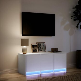 Tv-meubel met LED 97x34x40 cm bewerkt hout wit 5