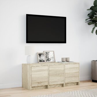 Tv-meubel met LED 97x34x40 cm bewerkt hout sonoma eikenkleurig 4