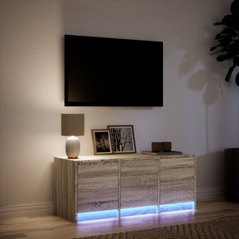 Tv-meubel met LED 97x34x40 cm bewerkt hout sonoma eikenkleurig 5