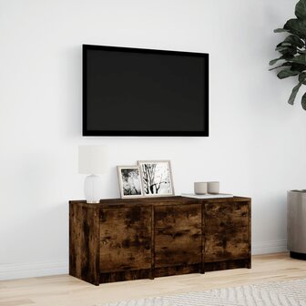 Tv-meubel met LED 97x34x40 cm bewerkt hout gerookt eikenkleur 4