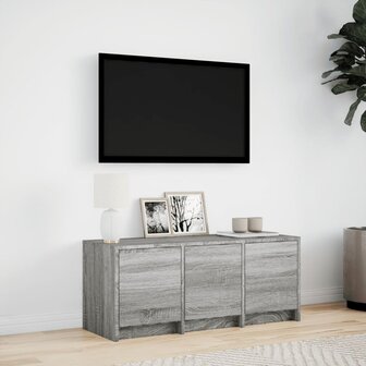 Tv-meubel met LED 97x34x40 cm bewerkt hout grijs sonoma eiken 4