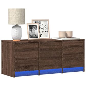 Tv-meubel met LED 97x34x40 cm bewerkt hout bruin eikenkleurig 1