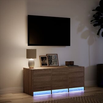 Tv-meubel met LED 97x34x40 cm bewerkt hout bruin eikenkleurig 5