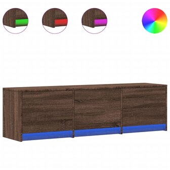 Tv-meubel met LED 140x34x40 cm bewerkt hout bruin eikenkleurig 2