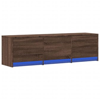 Tv-meubel met LED 140x34x40 cm bewerkt hout bruin eikenkleurig 3