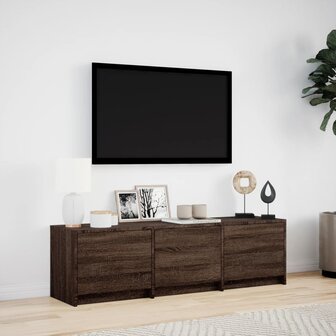 Tv-meubel met LED 140x34x40 cm bewerkt hout bruin eikenkleurig 4