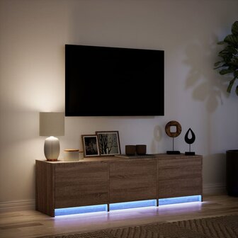 Tv-meubel met LED 140x34x40 cm bewerkt hout bruin eikenkleurig 5