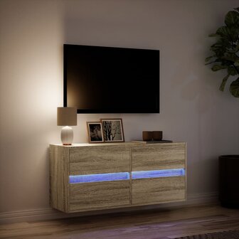 Tv-wandmeubel met LED-verlichting 100x31x45 cm sonoma eiken 5