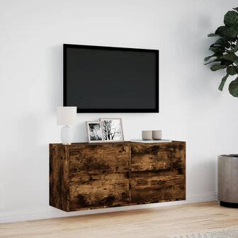 Tv-wandmeubel met LED-verlichting 100x31x45 cm gerookt eiken 4