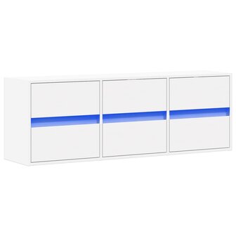 Tv-wandmeubel met LED-verlichting 130x31x45 cm wit 3