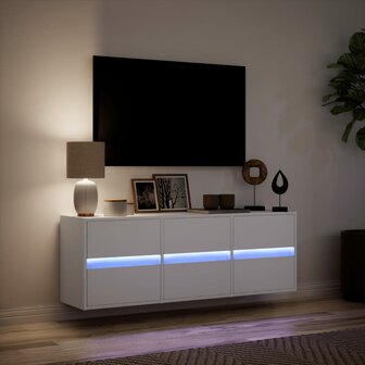 Tv-wandmeubel met LED-verlichting 130x31x45 cm wit 5