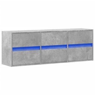 Tv-wandmeubel met LED-verlichting 130x31x45 cm betongrijs 3