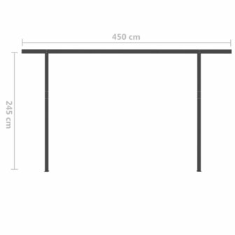 Luifel handmatig uittrekbaar met palen 5x3 m cr&egrave;mekleurig 11