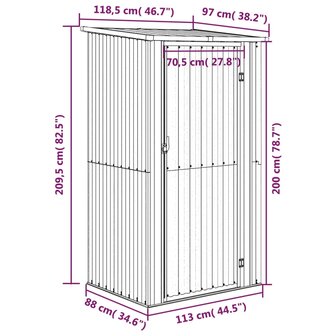 Tuinschuur 118,5x97x209,5 cm gegalvaniseerd staal bruin 8