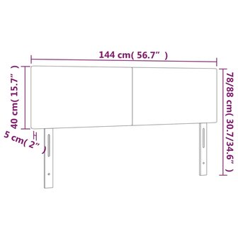 Hoofdborden 2 st 72x5x78/88 cm stof lichtgrijs 8