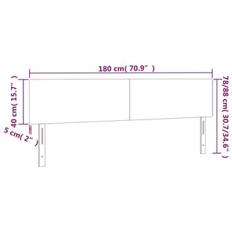 Hoofdborden 2 st 90x5x78/88 cm fluweel lichtgrijs 8