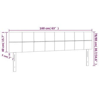 Hoofdborden 2 st 80x5x78/88 cm stof lichtgrijs 8