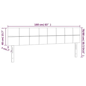 Hoofdborden 2 st 80x5x78/88 cm fluweel donkergrijs 8