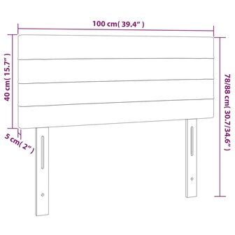 Hoofdbord 100x5x78/88 cm fluweel donkergrijs 8