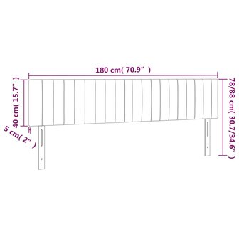 Hoofdborden 2 st 90x5x78/88 cm stof lichtgrijs 8