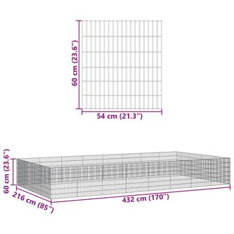 Dierenverblijf 24 panelen 54x60 cm gegalvaniseerd ijzer 7