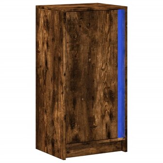 Dressoir met LED 42,5x34x85 cm bewerkt hout gerookt eikenkleur 3