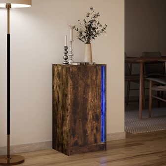 Dressoir met LED 42,5x34x85 cm bewerkt hout gerookt eikenkleur 5