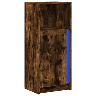 Dressoir met LED 42,5x34x100 cm bewerkt hout gerookt eikenkleur 3