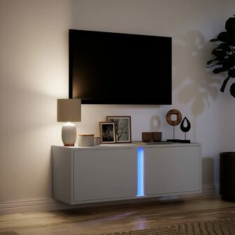 Tv-wandmeubel met LED-verlichting 100x31x35 cm wit 5