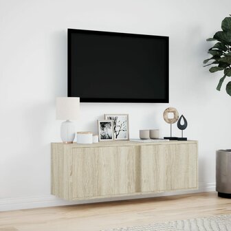 Tv-wandmeubel met LED-verlichting 100x31x35 cm sonoma eiken 4