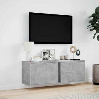 Tv-wandmeubel met LED-verlichting 100x31x35 cm betongrijs 4